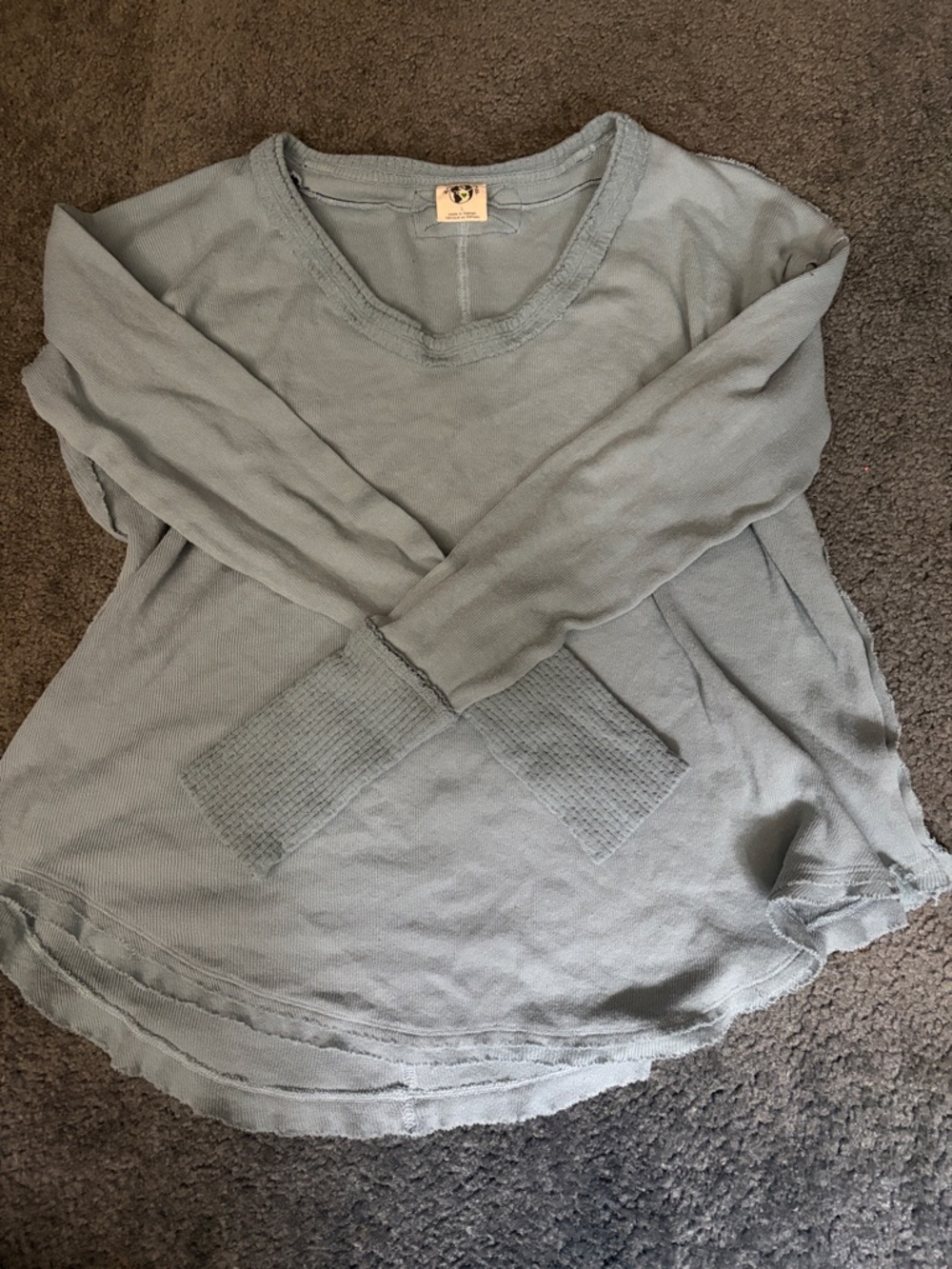 We The Free baby blue Waffle-Pocket Thermal Top